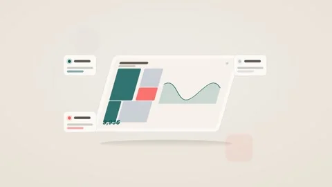 Cyan and blue analytics dashboard flat design loop Vidéo 342629112