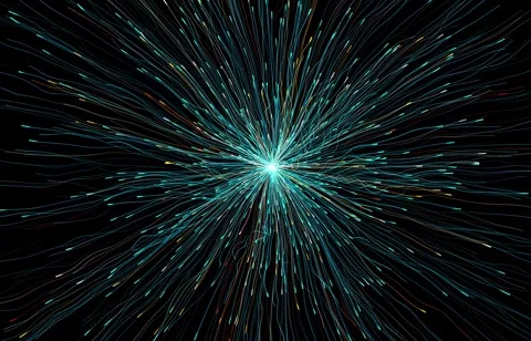 Cyan and Blue Light Burst: Abstract Particle Animation Stock-Footage 343551770