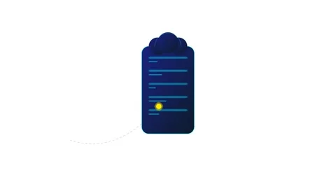 Cyan and Deep Navy Cloud Computing Server Tower with Pulsing Yellow Data Pa.. Stock Footage 346611517