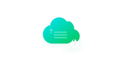 Cyan and Emerald Cloud Server Icon with Synchronized Dual Gear Mechanism An.. Stock Footage 346611103