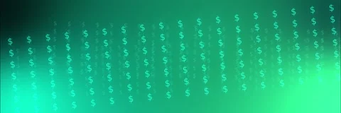 Cyan and green dollar pattern background template animation Stock Footage 340557706
