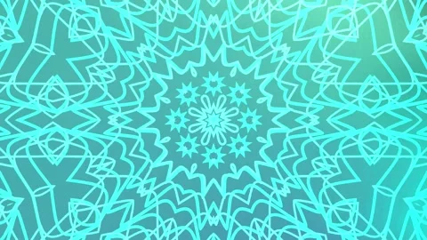 Cyan and green mandala pattern suitable for textile designs, wall art Stock Footage 327613549