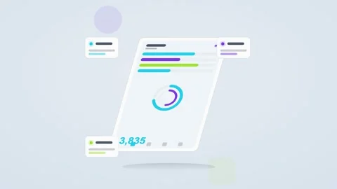 Cyan and indigo analytics dashboard flat design loop Stock Footage 342628823