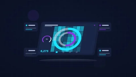 Cyan and indigo analytics dashboard flat design loop Stock Footage 342628858