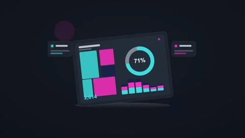Cyan and magenta analytics dashboard flat design loop Stock Footage 342628781