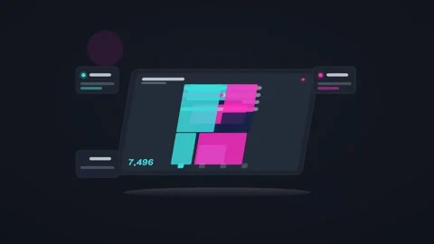Cyan and magenta analytics dashboard flat design loop Stock Footage 342628899