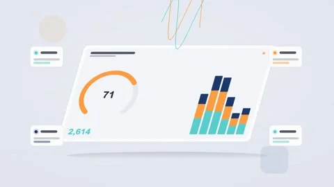 Cyan and orange analytics dashboard flat design loop Video stock 342628834