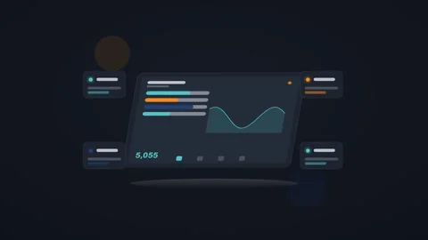 Cyan and orange analytics dashboard flat design loop Видео 342628991