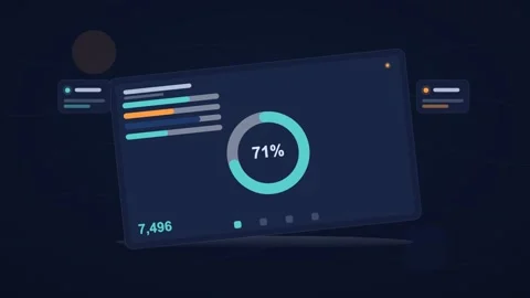 Cyan and orange analytics dashboard flat design loop Stock Footage 342629122