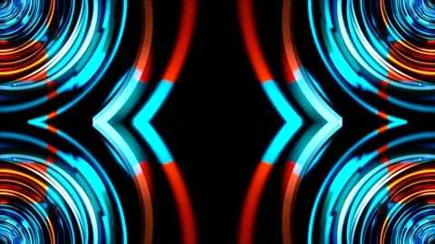 Cyan and Orange Floating Circles Kaleidoscope Background VJ Loop in 4K Stock Footage 334329382