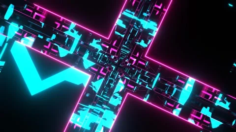 Cyan and Pink Abstract Shape Neon Tunnel Background VJ Loop in 4K Stock-Footage 334719252