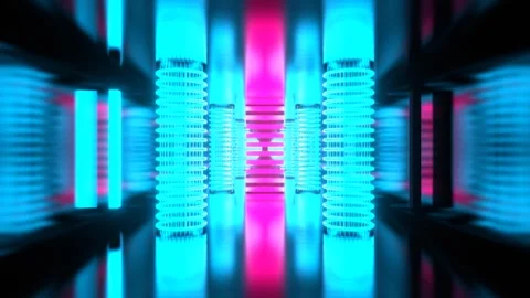 Cyan and Pink Alien Strobe Corridor with Vertical Portal Background VJ Loop  Stock Footage 304493800