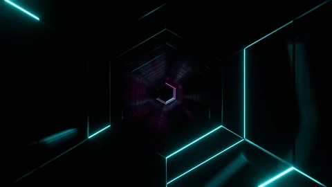 Cyan and Pink Amazing Hexagonal Strobe Tunnel Background VJ Loop l 4K Stock Footage 289450331