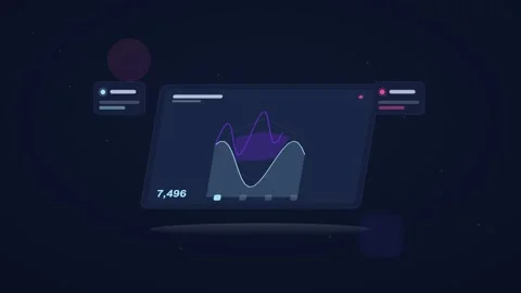 Cyan and pink analytics dashboard flat design loop Vidéo 342628419