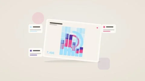 Cyan and pink analytics dashboard flat design loop Stock Footage 342628898