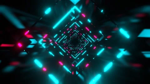 Cyan and Pink Bright Infinity Neon Abstract Corridor Background VJ Loop l 4K Stock Footage 297470623