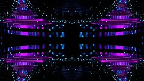 Cyan and Pink Cyber Strobe Carousel Kaleidoscope Background VJ Loop in 4K Stock Footage 335829367