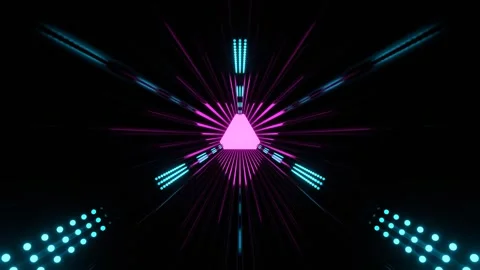 Cyan and Pink Light at the End of the Tunnel Light Movement on LED Panels Ba Video stock 344098085