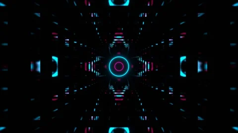Cyan and Pink Moving Circular Strobe Lights in Tunnel Background VJ Loop Vidéo 342278894