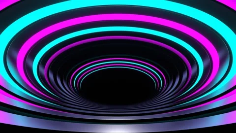 Cyan and Pink Neon Reverse Ellipse Tunnel Background VJ Loop in 4K Stock Footage 268865796
