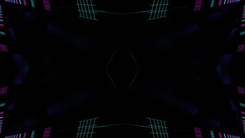 Cyan and Pink Neon Sci-Fi Cyber Dimension Kaleidoscope Background VJ Loop Видео 330303432