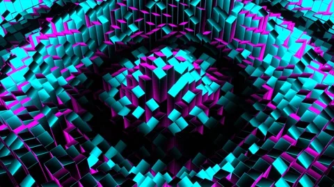 Cyan and Pink Random Shape Rectangular Waves Background VJ Loop in 4K Stock Footage 287604253