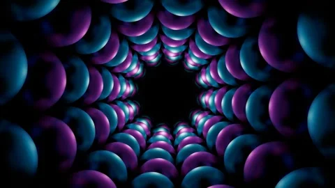 Cyan and Pink Reverse Rotate Glossy Balls Tunnel Background VJ Loop in 4K Stock Footage 286041348