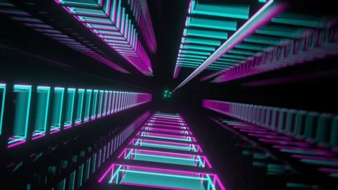 Cyan and Pink Rotations in Cube Background VJ Loop in 4K Stock Footage 250819014