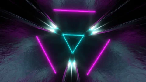 Cyan and Pink Sci-Fi Glossy Triangle Tunnel Background VJ Loop in 4K Stock Footage 248446749