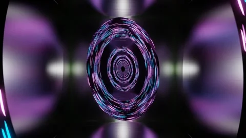 Cyan and Pink Sci-Fi Portal Tunnel Background VJ Loop in 4K Stock Footage 249400439