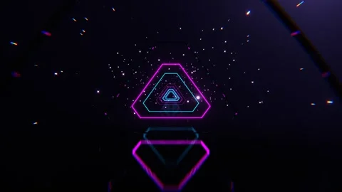 Cyan and Pink Sci-Fi Neon Strobe Tunnel Background VJ Loop l 4K Stock Footage 296537664