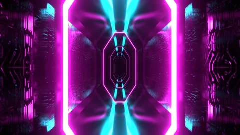 Cyan and Pink Sci-Fi Cybernetic Strobe Tunnel Background VJ Loop l 4K Stock Footage 304060200
