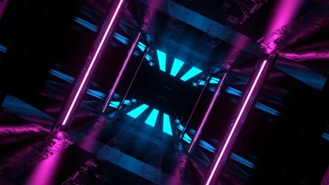 Cyan and Pink Sci-Fi Strobe Light Beams Tunnel Background VJ Loop l 4K Stock Footage 304060373
