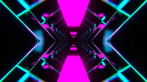 Cyan and Pink Sci-Fi Neon Corridor with Rhombus Background VJ Loop l 4K Stock Footage 304974665