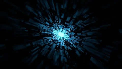Cyan and Pink Sci-Fi Corridor with Neon Light Movement Background VJ Loop in Stock Footage 309683479
