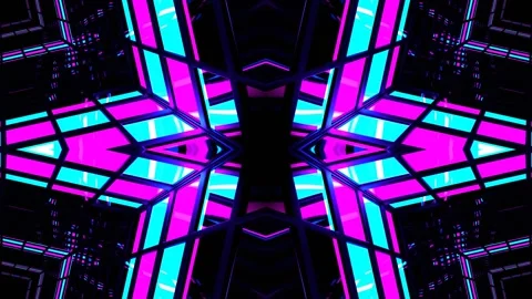 Cyan and Pink Screen Square Light Kaleidoscope Background VJ Loop in 4K Stock Footage 337056112