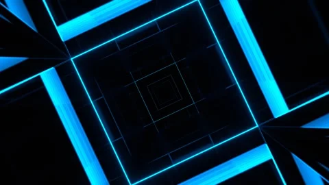 Cyan and Pink Square Rotating Tunnel with Star Strobe Light Background VJ Lo Stock Footage 307399644