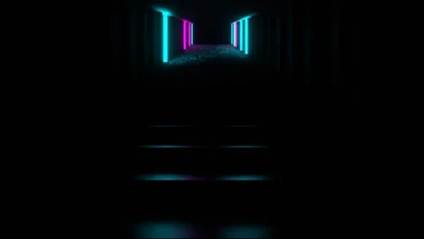 Cyan and Pink Strobe Column Stairs Background VJ Loop in 4K Stock Footage 274551112
