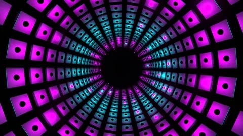 Cyan and Pink Strobe Square Elements Tunnel Background VJ Loop in 4K Stock Footage 267880728