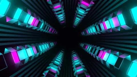 Cyan and Pink Strobe Tunnel with Reverse Rotation Background VJ Loop in 4K Stock Footage 270956752
