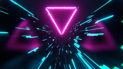 Cyan and Pink Triangle Strobe Neon Futuristic Corridor Background VJ Loop l  Stock Footage 297470520