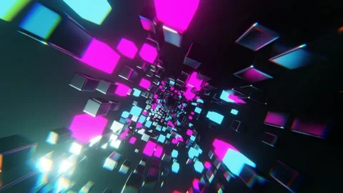 Cyan and Pink Vibrant Sci-Fi Neon Tunnel Background VJ Loop l 4K 库存影片 295878165