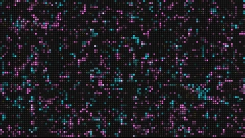 Cyan and purple LED pixel grid matrix digital background loop Stock Footage 346605096