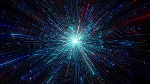 Cyan and Purple Light Burst: Digital Particle Explosion Stock Footage 343551789