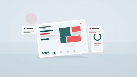 Cyan and red analytics dashboard flat design loop Stock Footage 342628872