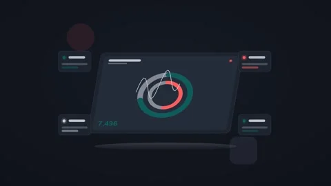 Cyan and red analytics dashboard flat design loop Видео 342628958