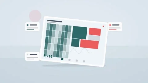 Cyan and red analytics dashboard flat design loop Stock Footage 342629007