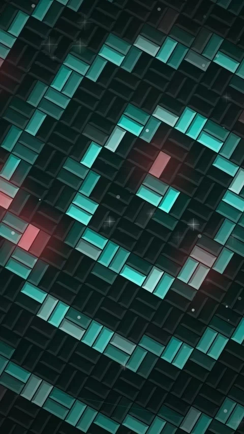 Cyan and Red Concentric Circular Tile Ripple Motion Background Loop Stock Footage 345304315