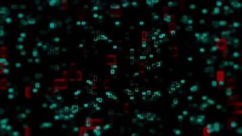 Cyan and Red Digital Array Contrast Network Motion Loop Stock Footage 334581671