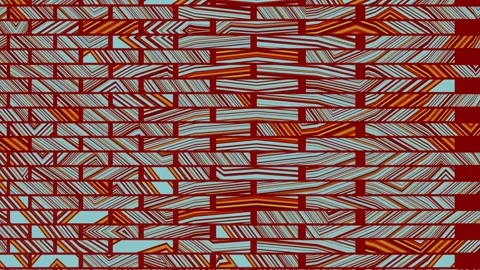 Cyan and Red Geometric Line brick wall wave distortion animation Stock Footage 334234939